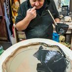 John Higgins at work in his studio 2018